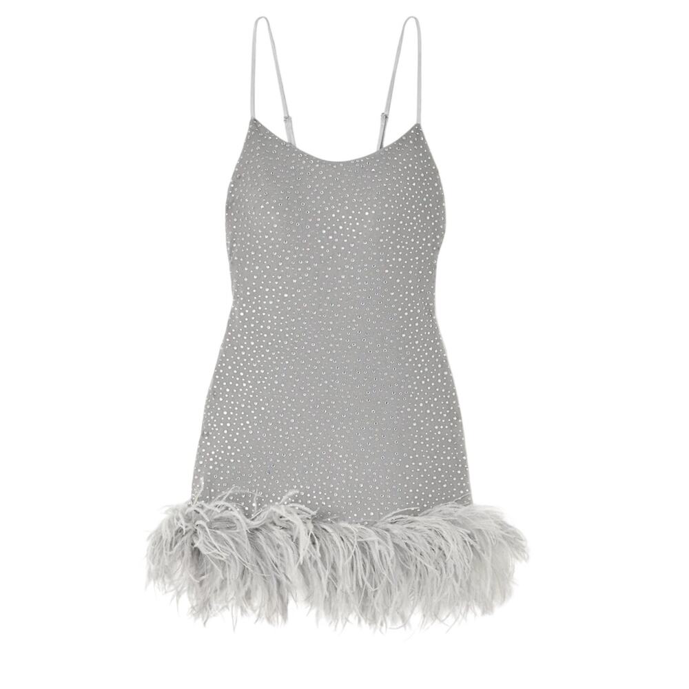 Leslie Amon Embellished Silver Laurie Mini Dress Size M